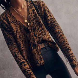 Madewell tiger print ribbed cardigan - XL